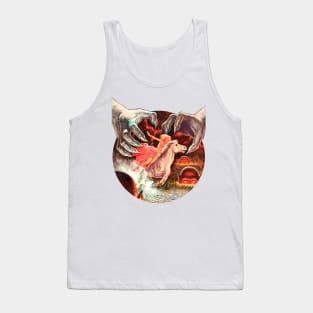 giant hands and girl on a white horse retro vintage comic Tank Top